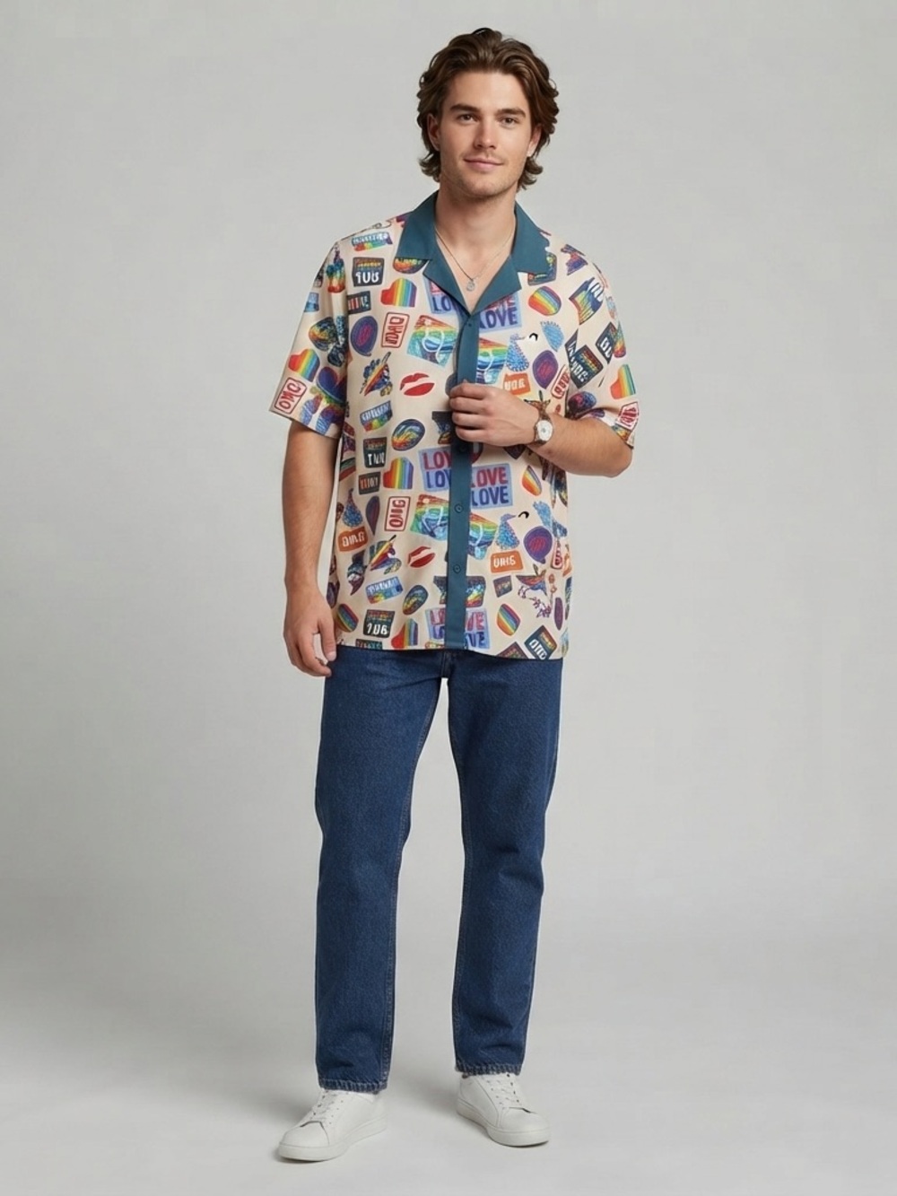 Trinity Collective Pride Gender Inclusive  Print Button-Down Shirt size XL.